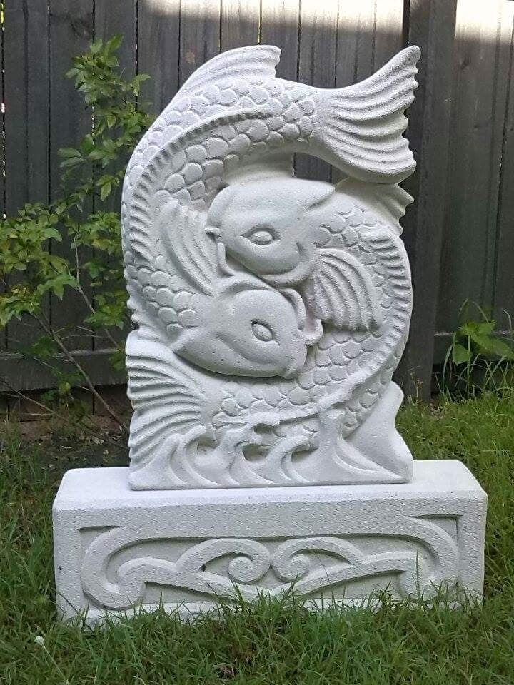 Hand carved Koi Fish Sculpture